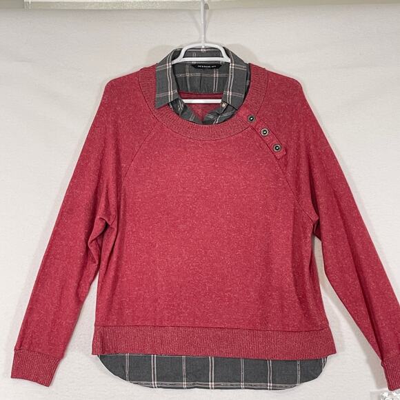 Zac & Rachel Sweater Womens Large Petite Red Collared SOFT Like Cashmere NWT - Picture 1 of 12